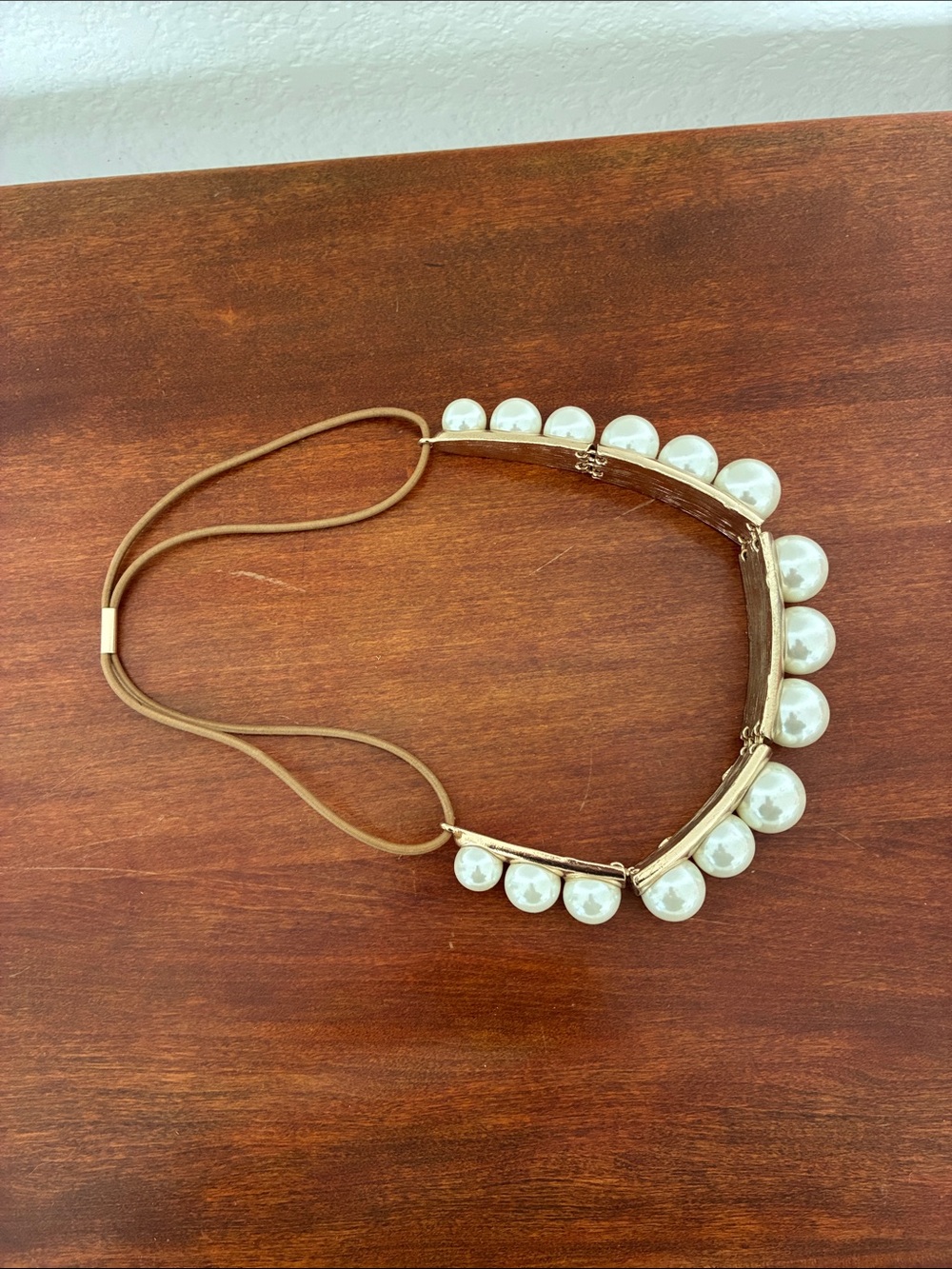 Zara Gold Headband Necklace with Pearl Accents